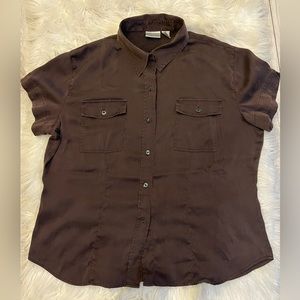 Brown soft fabric blouse, size 3, CHICO’S brand, brown color